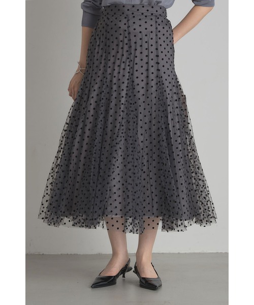 &. NOSTALGIA（ノスタルジア） スカート フロッキードットチュール