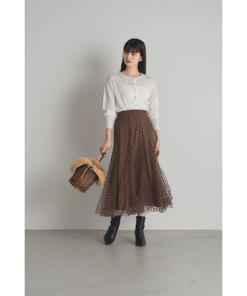 &. NOSTALGIA スカート フロッキードットチュールスカート