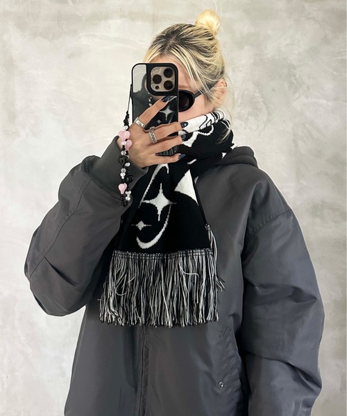 CCロゴ 黒 ニットマフラー ♡ 新品未使用 マフラー ジャガードロゴニットマフラー メンズ レディース : ZOZOTOWN