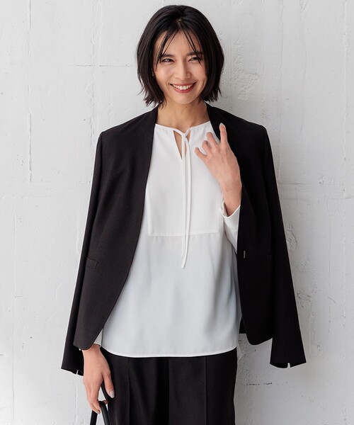 美品　23区　洗えるジャケット　38 トリアセテート　　アイアスマット 23区 ジャケット ノーカラージャケット 「洗える/セットアップ