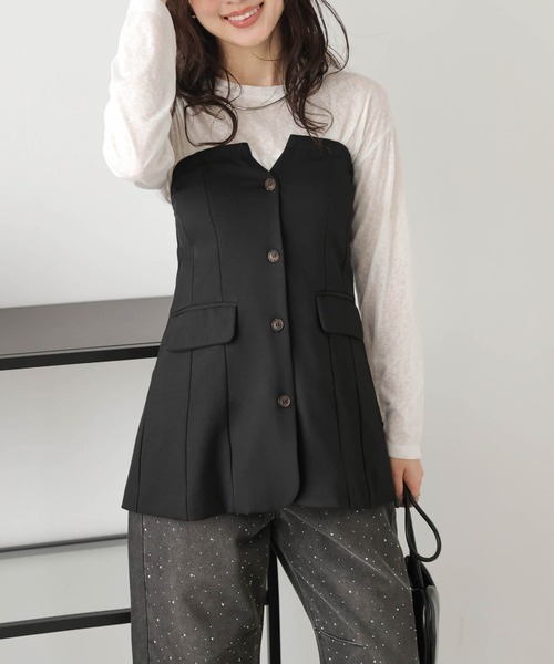 ベスト ジレ 「セットアップ対応」ビスチェベスト レディース ベスト ジレ ベアボタンビスチェ レディース : ZOZOTOWN Yahoo