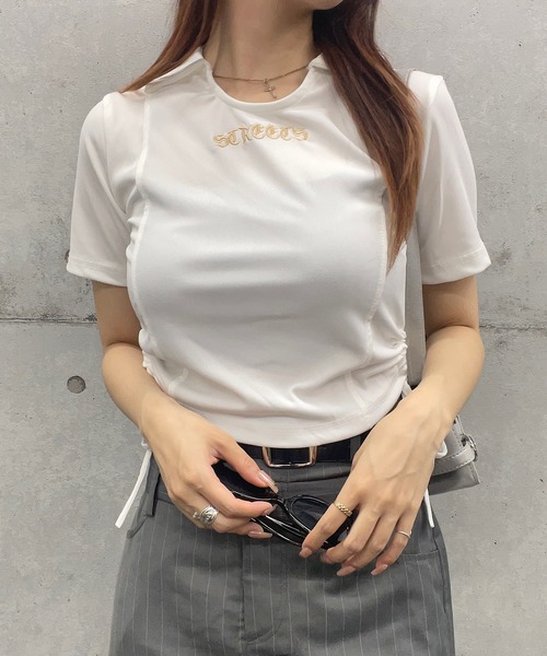 ショートトップス　M　半袖　WHITE　カットソー tg-86.jpg