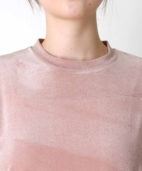 Jines tシャツ シアートリコット ベロアパフスリーブトップス