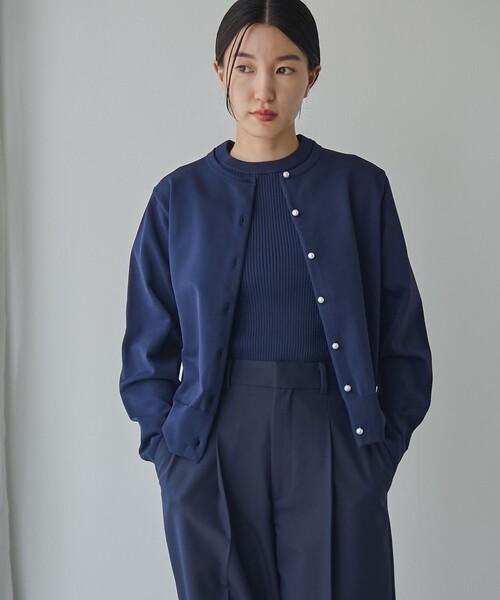 RONEL カーディガン ハイゲージパールボタンニットカーディガン