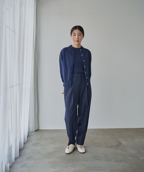 RONEL カーディガン ハイゲージパールボタンニットカーディガン