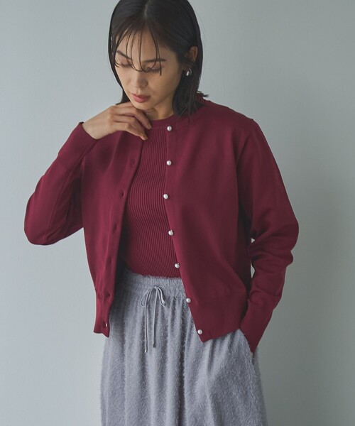 RONEL カーディガン ハイゲージパールボタンニットカーディガン