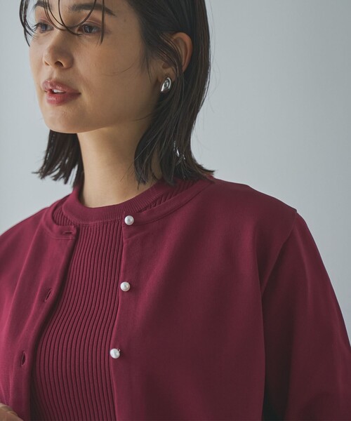 RONEL カーディガン ハイゲージパールボタンニットカーディガン