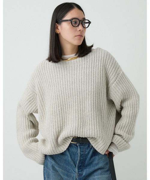 新品未使用⭐︎chaos 18G梳毛クルーネックニットプルオーバーライトベージュ Chaos / カオス | 18G 梳毛 クルーネック ニット プルオーバー | F