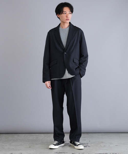 JIGGYS SHOP スラックス ポリツイルテーパードセミワイド