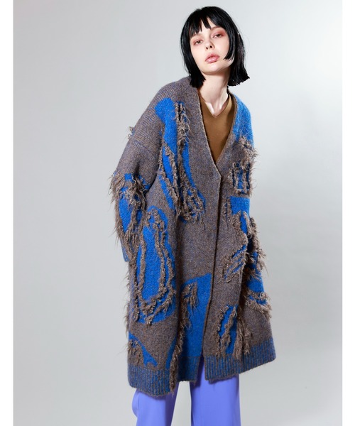 OSMOSIS（オズモーシス） カーディガン ジャガードニットロング
