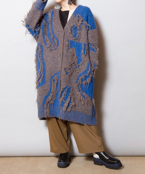 OSMOSIS（オズモーシス） カーディガン ジャガードニットロング