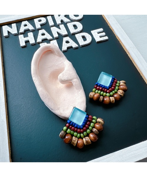TONE ピアス 「NAPIKO」ウッドビーズ＆#9825;扇型ビーズアクセサリー 