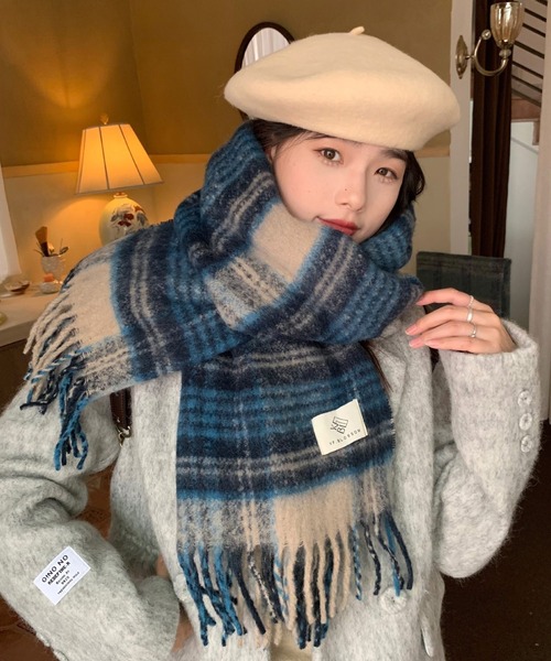 希少♡316cm♡美品♡ジャンポール ゴルチエ モヘア チェック 大判 マフラー HALEY PESCA マフラー ストール HALEY PESCA/カラフルボリューム