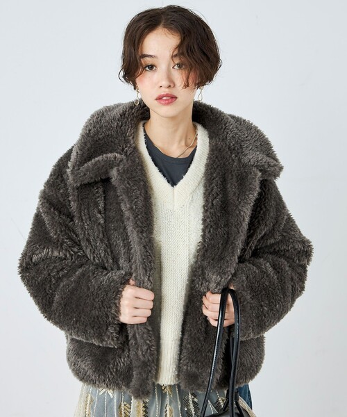 fredy emue（フレディエミュ） ムートンコート ボアコート フェイク