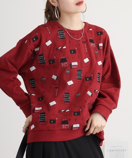 トレーナー スウェット EMAGO おうち刺繍プルオーバー レディース Emago トレーナー スウェット EMAGO おうち刺繍プルオーバー