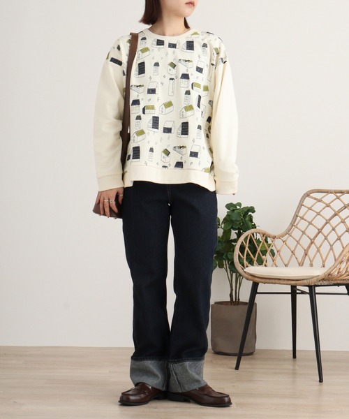 トレーナー スウェット EMAGO おうち刺繍プルオーバー レディース Emago トレーナー スウェット EMAGO おうち刺繍プルオーバー