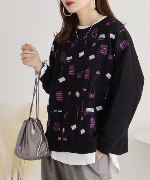 トレーナー スウェット EMAGO おうち刺繍プルオーバー レディース Emago トレーナー スウェット EMAGO おうち刺繍プルオーバー