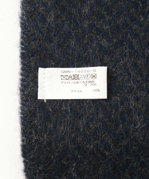 ADAM ET ROPE 黒 マフラー ADAM ET ROPE' マフラー 「イタリア製」へリンボーンマフラー