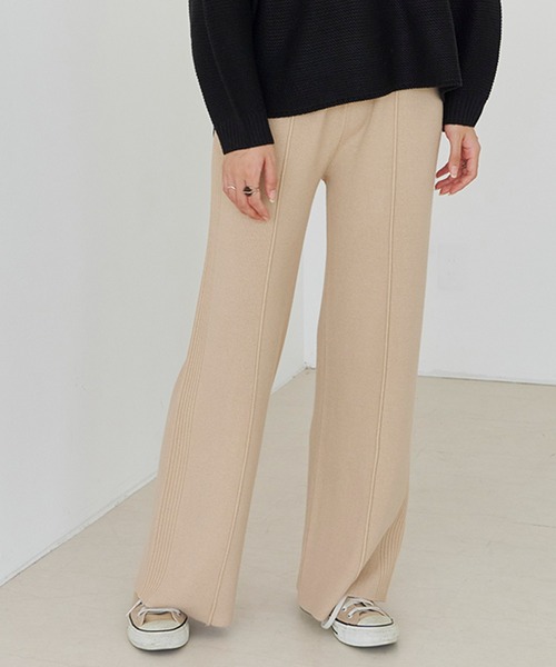パンツ 「Fizz/フィズ」　サイドリブピンタックワイドニットパンツ レディース | Fizz