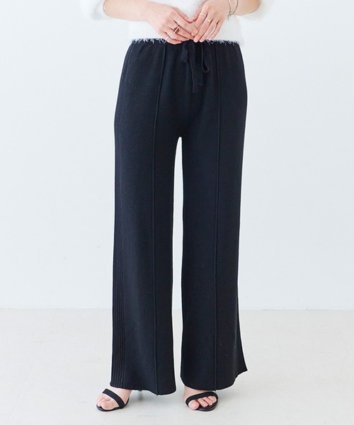 パンツ 「Fizz/フィズ」　サイドリブピンタックワイドニットパンツ レディース | Fizz | 01