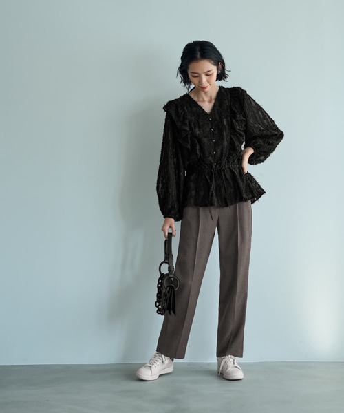 STYLE DELI ブラウス シャツ 「LUXE」柄状フリンジシアー