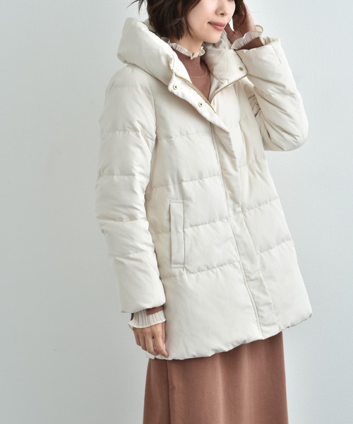 「INTERPLANET」 ダウンジャケット MEDIUM グレイッシュベージュ レディース_画像4