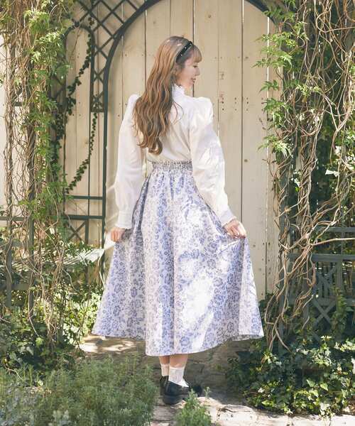 美品✨ ERDEM フラワージャガード フレアスカート 膝丈 タック Areeam スカート フラワージャガードフレアスカカート