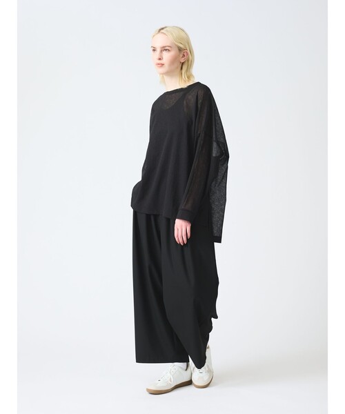 tシャツ mizuiro ind ワッシャーボイルクルーネックワイドプルオーバー レディース mizuiroind tシャツ mizuiro ind ワッシャーボイルクルーネック