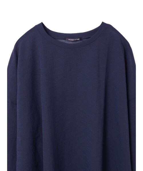 【ミズイロインド】25SSネイビーワッシャーボイルクルーネックワイドプルオーバー mizuiroind tシャツ mizuiro ind ワッシャーボイルクルーネック
