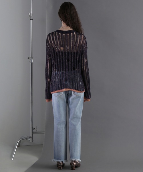 ニット セーター (CREOLME)ダメージシアーニット レディース ROSE BUD ニット セーター (CREOLME)ダメージシアーニット