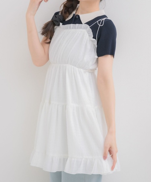 ADEAM ホワイト リボン付きチュニック Emsexcite（エムズエキサイト） ワンピース 「新色追加」ダブルリボン