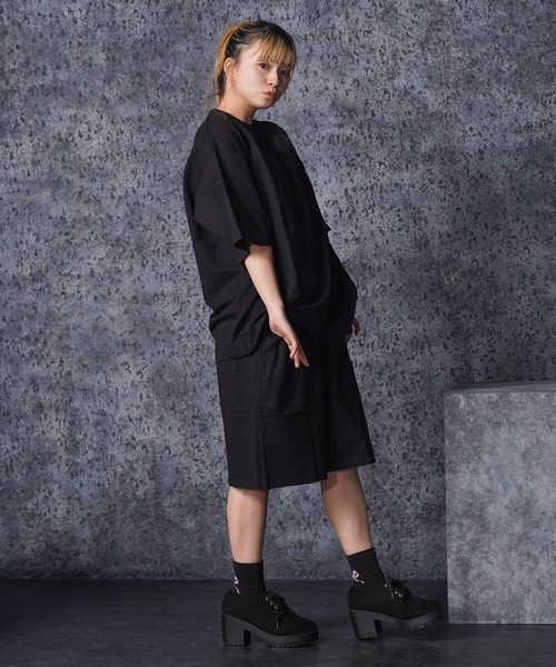 ハーフパンツ ワイドパンツ パンツ クロスエンボス スウェットショーツ