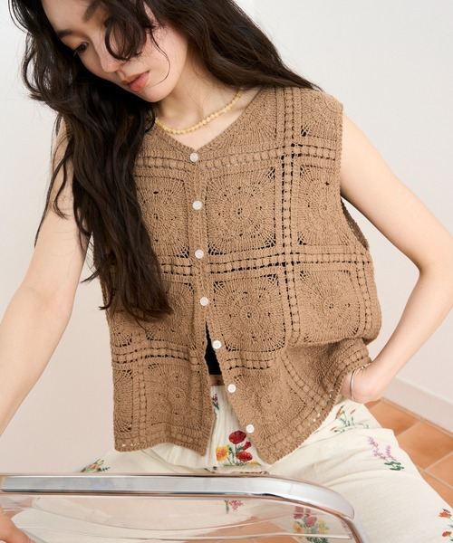 ベスト ジレ Crochet Lace Vest / クロシェレースベスト レディース