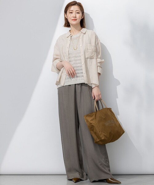 23区 ブラウス シャツ 「洗える」LIBECO クロップド レディース