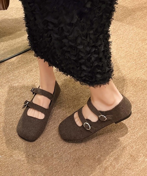 shoes365 バレエシューズ パンプス 「shoes 365」ダブルストラップ