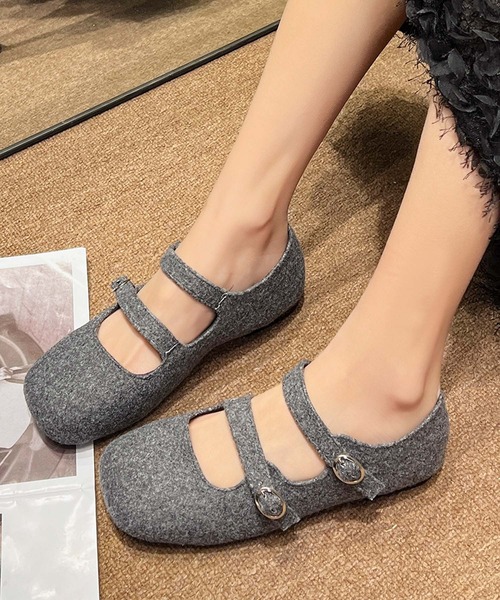 shoes365 バレエシューズ パンプス 「shoes 365」ダブルストラップ