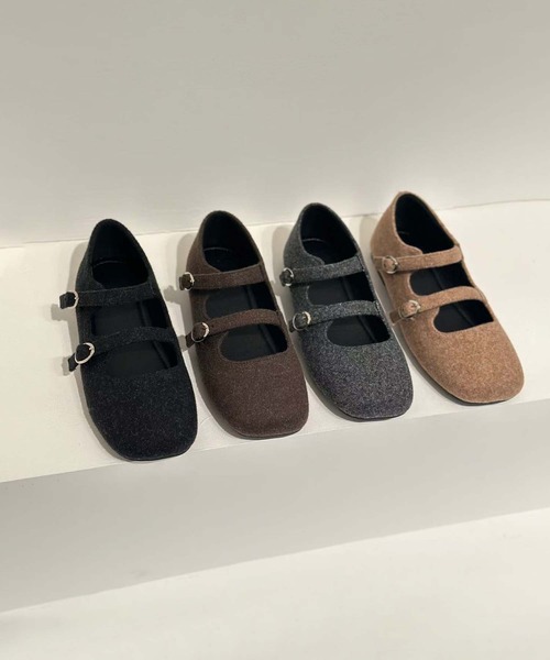shoes365 バレエシューズ パンプス 「shoes 365」ダブルストラップ