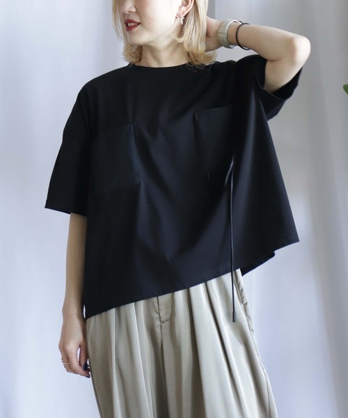 tシャツ ポケ付きショートプルオーバー レディース