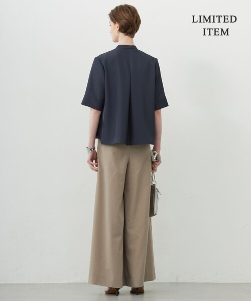 ICB（アイシービー） ブラウス シャツ シルキーツイル 半袖クロップド 