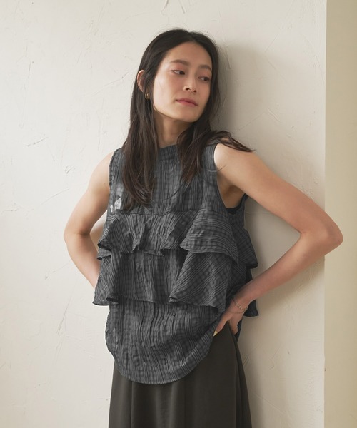 ブラウス シャツ ノースリーブフリルブラウス レディース TITTY＆CO. ブラウス シャツ ノースリーブフリルブラウス