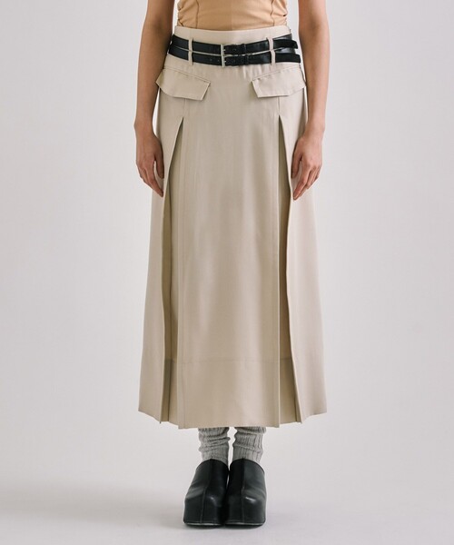 UNITED TOKYO スカート Double Belted Inverted Pleats Skirt