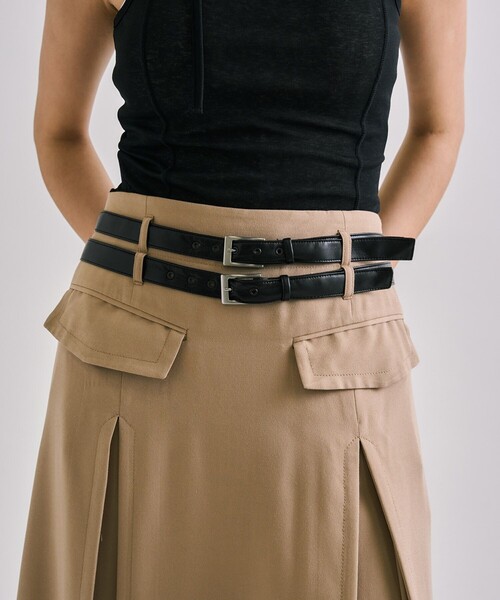 UNITED TOKYO スカート Double Belted Inverted Pleats Skirt