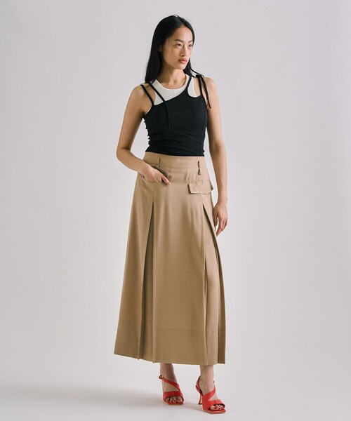 UNITED TOKYO スカート Double Belted Inverted Pleats Skirt