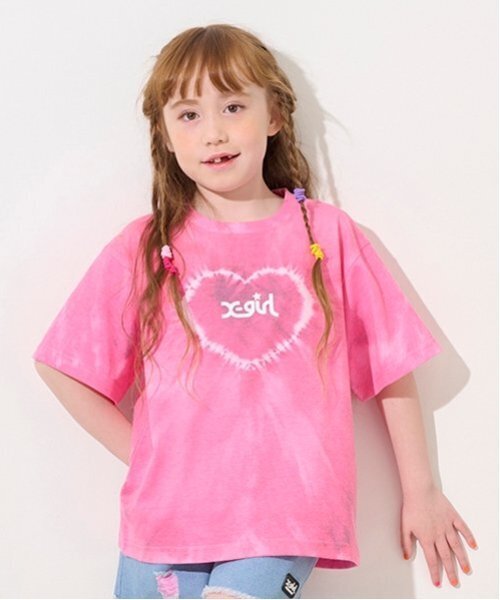 X-girl Stages tシャツ ハートタイダイ半袖Tシャツ キッズ 子供
