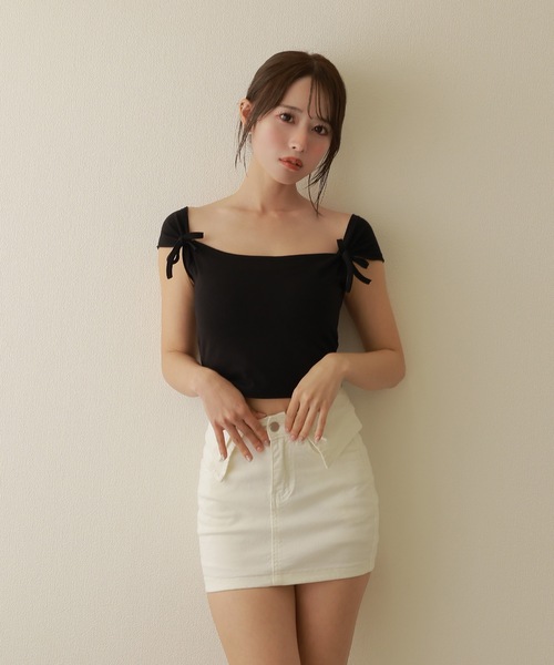 M DOLLY デニムスカート waist cuff denim skirt/ウエストカフデニム