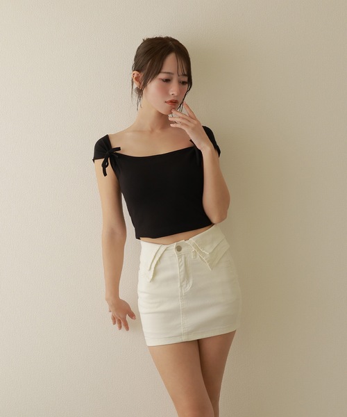M DOLLY デニムスカート waist cuff denim skirt/ウエストカフデニム