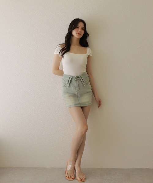 M DOLLY デニムスカート waist cuff denim skirt/ウエストカフデニム