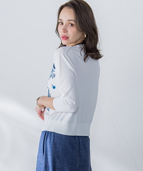 ハーブ刺繍カーディガン≪手洗い可能≫ Viaggio Blu カーディガン ハーブ刺繍カーディガン「手洗い可能