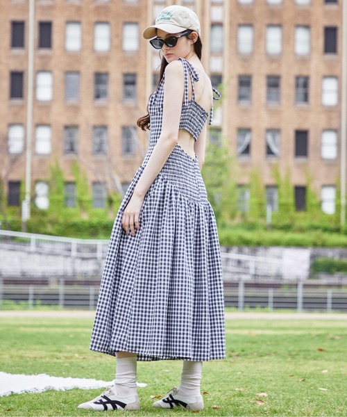 etre loin（エトルワン） ワンピース Gingham check back open dress