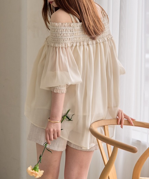 mideal シアードッキングブラウス mideal ブラウス シャツ long sheer shirt / ロングシアーシャツ